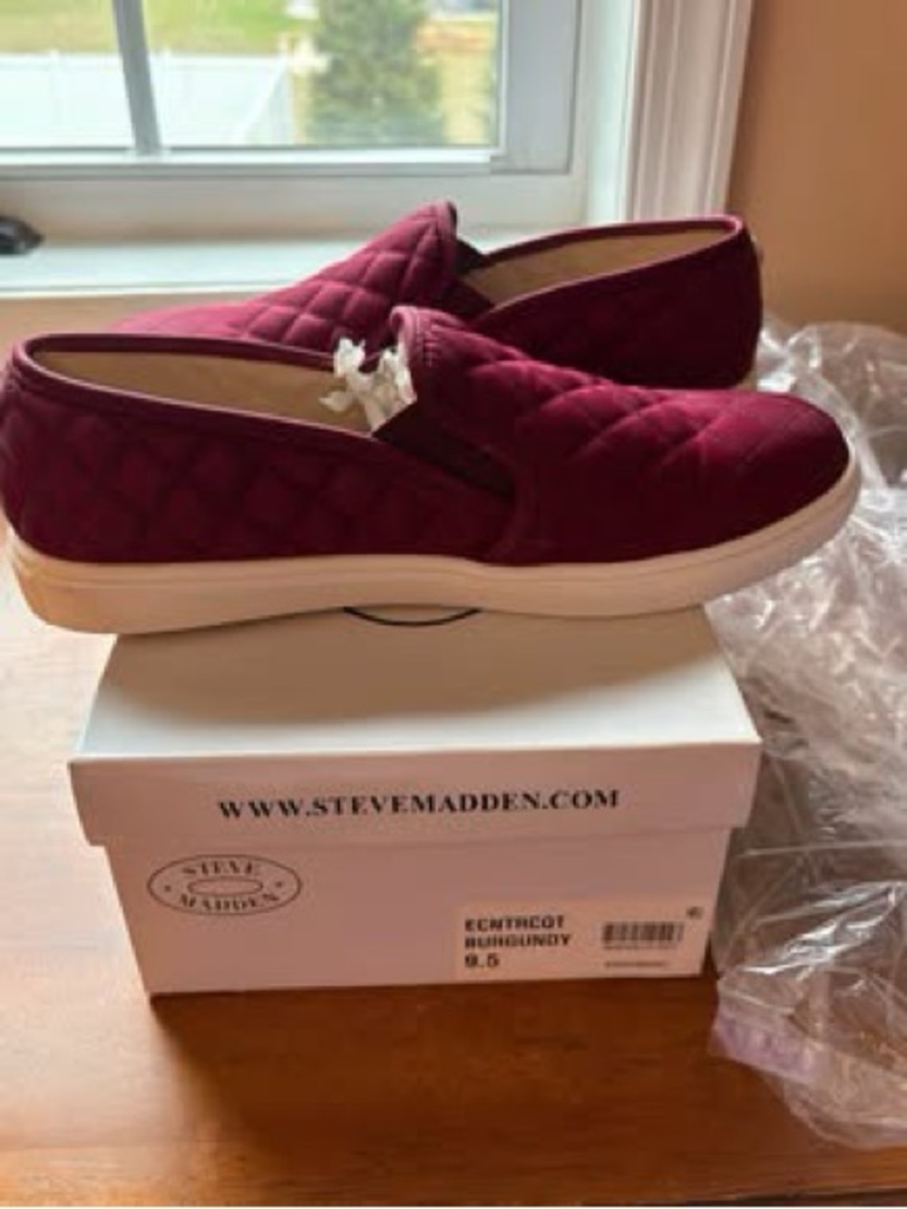 Steve Madden Quilted Slip-On Mules in Burgundy